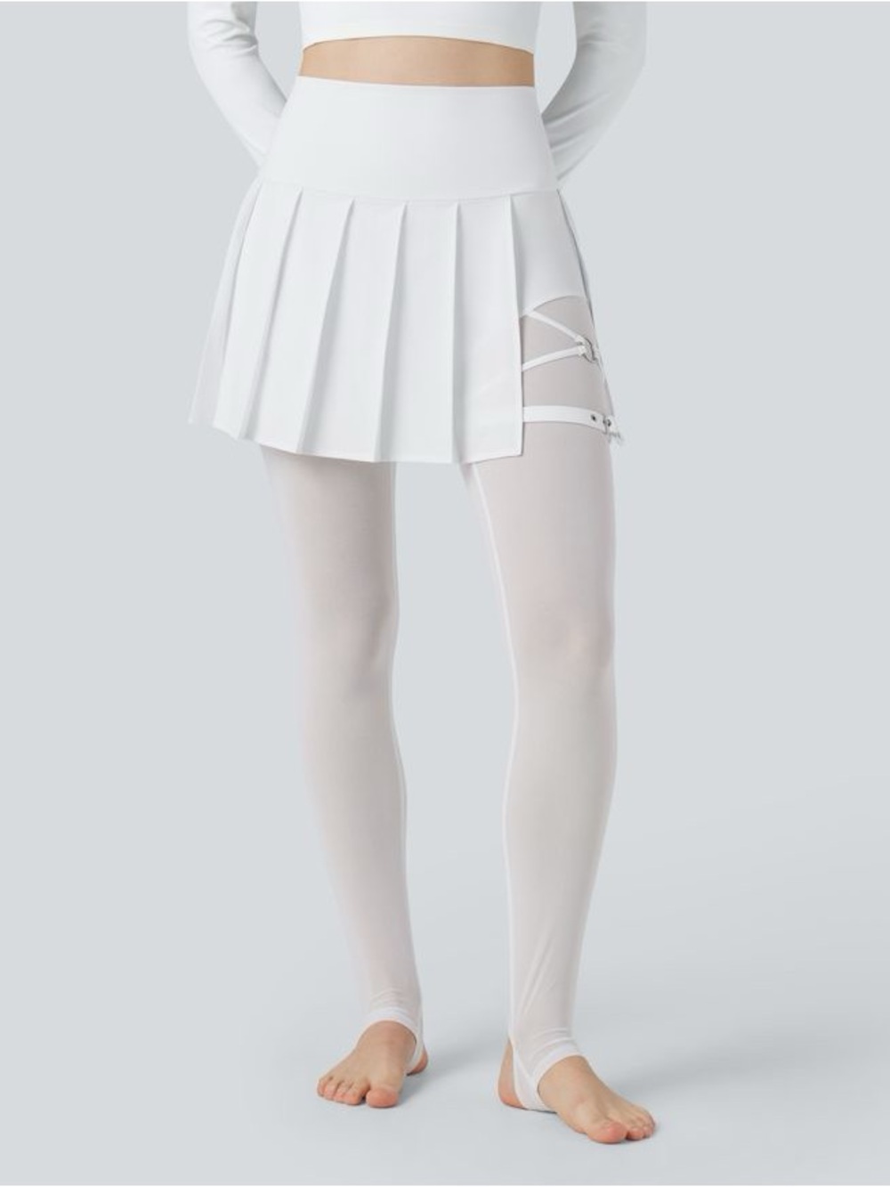 Halara Breezeful™ High Waisted Pleated 2-in-1 Dance Stirrup leggings small